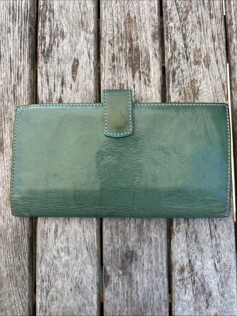Tusk Genuine Leather Checkbook Wallet Organizer Teal Green RFID Travel Wallet - Picture 1 of 7